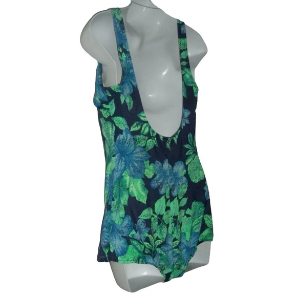 Vintage 70's Unite Bathing Suit Blue Green Tropical Vacation Tankini Swimsuit 14 - Picture 6 of 11